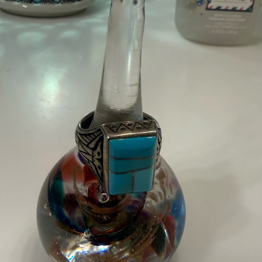 Men's Vintage Turquoise and Sterling Silver SW Tribal Kachina Dancer ring